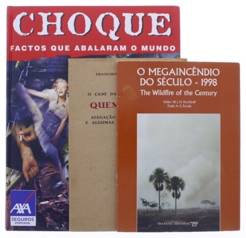 Lote 265 - CONJUNTO DE 3 LIVROS - Conjunto composto de livros, com diferentes títulos tais como "Choque que abalaram o Mundo", por Correio da Manhã, "O Megaincêndio do Século - 1998 (ThVolker W.J. H. Kinchhoff e "o caso da herança Sommer , Quem é réu?. A