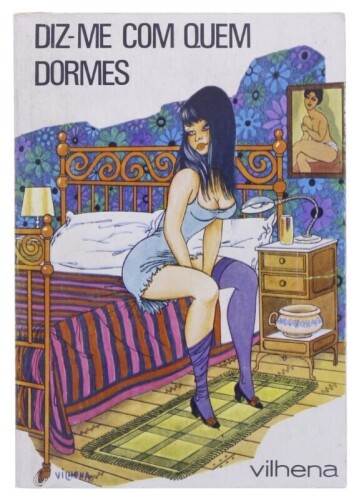 Lote 303 - "DIZ COM QUEM DORMES", LIVRO - Por José Vilhena, edição Branco e Negro, capa brochura, ilustrado. Nota: com sinais de uso e armazenamento