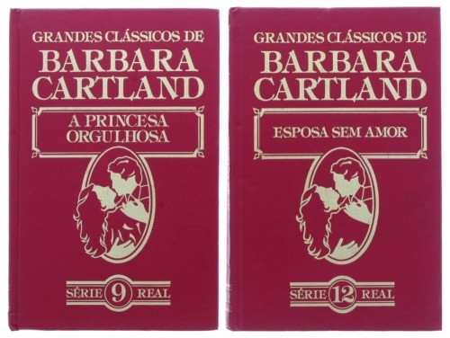 Lote 308 - "GRANDES CLÁSSICO DE BARBARA CARTLAND", LIVROS - Conjunto composto por 2 volumes, com os títulos "A princesa orgulhosa" (1987) e "Esposa sem amor" (1987), edições Nova Cultural, capas duras. Nota: com sinaiis de armazenamento