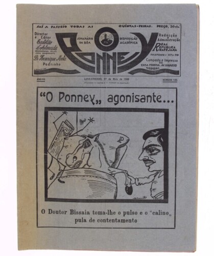 Lote 378 - O PONNEY, JORNAL DE HUMOR ESTUDANTIL - Edição da Real República Ribatejana de Coimbra, Nº 125, Ano VII, 27 de Maio de 1936. Dim: 35,5x245,5 cm