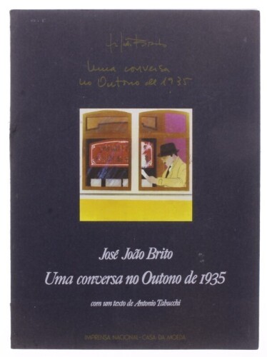 Lote 384 - "UMA CONVERSA NO OUTONO DE 1935", LIVRO - por António Tabuchchi, de 1985, edição Impressa Nacional - Casa da Moeda, capa brochura. Nota: com sinais de uso e armazenamento