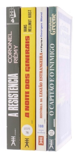 Lote 386 - CONJUNTO DE LIVROS - Conjunto composto por 4 livros com os títulos "O capitão e o inimigo", por Graham Greene, "História da Legião Estrangeira 1831-1914", por Georges Blond, "A noite dos Generais", por Hans hellmut Kirst e "A resistência", por 