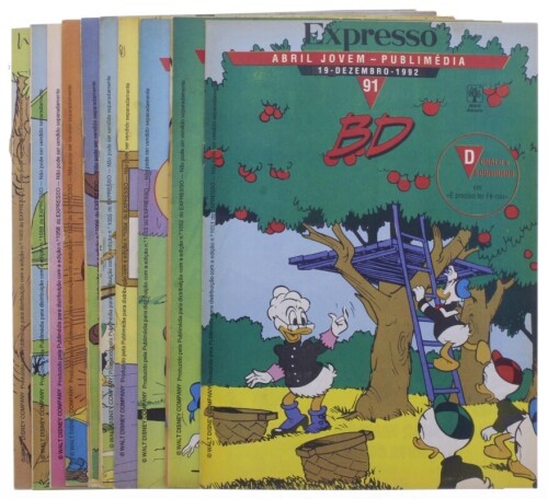 Lote 422 - BANDA DESENHADA, FASCÍCULOS - Conjunto composto por 10 fascículos de banda desenhada, numerado do 91 a 100, de 1992 e 1993, por Walt Disney, edição Expresso e Abril Jovem - Publimédia, ilustrado. Nota: com sinais de armazenamento,