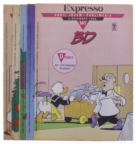 Lote 443 - BANDA DESENHADA, FASCÍCULOS - Conjunto composto por 5 fascículos de banda desenhada, numerado do 141 a 145, de 1993, por Walt Disney, edição Expresso e Abril Jovem - Publimédia, ilustrado. Nota: com sinais de armazenamento