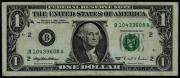 Lote 517 - Nota de 1 Dollar, The United States of America, nº B 10433608 A, Bank of New York. Nota: apresenta sinais de uso.