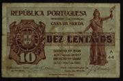 Lote 725 - Nota de Dez Centavos, da República Portuguesa, Ministério das Finanças - Casa da Moeda. Nota: apresenta sinais de uso.