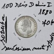 Lote 806 - Numismática - Moedas; Portugal; 100 Reis em prata 916,6 - 1880 D. Luís I em estado de SOBERBO – Cotação pelo anuário numismática 2013 - 70€