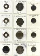 Lote 848 - Conjunto de 12 moedas, sendo 3 da India, 1 da Hibérnia, 2 de Espanha e 6 de Portugal de 5 e 20 Reis