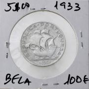 Lote 866 - Numismática - Moedas; Portugal; 5 escudos em prata 650 de 1933 em estado BELO – Cotação pelo anuário numismática 2013 – 100€