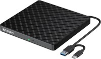 Lote 187 - Unidade de DVD/CD externa BENEWY com USB 3.0 e Type-C para Windows e Mac. Plug-and-play rápido, sem necessidade de energia adicional. Suporta vários formatos de CD/DVD com velocidade de leitura/escrita de até 24x para CDs e 8x para DVDs. Não é 