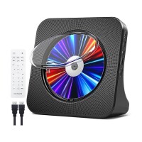 Lote 263 - Leitor de CD/DVD Gueray multifuncional com Bluetooth 5.0, rádio FM, USB, AUX e controlo remoto. Suporta DVD, CD, MP3 e muito mais. Ligação via HDMI para saída 1080P ou áudio de 3,5 mm para dispositivos com fios. Design compacto de secretária co