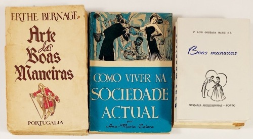 Lote 3 - ARTE DAS BOAS MANEIRAS. MODERNO MANUAL DE BOA EDUCAÇÃO E CIVILIDADE; COMO VIVER NA SOCIEDADE ACTUAL; CIVILIDADE OU CÓDIGO DAS BOAS MANEIRAS. 3 OBRAS - Berthe Barnage, Lisboa, Portugália Editora, [s.d.]. Nota: capas soltas mas conservadas; falta d