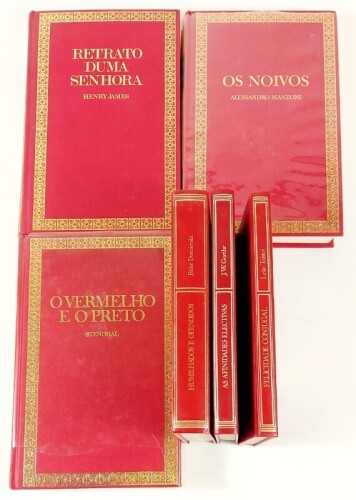 Lote 19 - AS AFINIDADES ELECTIVAS; FELICIDADE CONJUGAL. A SONATA A KREUTZER; O VERMELHO E O PRETO; HUMILHADOS E OFENDIDOS; OS NOIVOS; RETRATO DE UMA SENHORA. 6 OBRAS - Dostoievski; Goethe; Tolstoi; Stendhal; Manzoni; Henry James, Lisboa, Círculo de Leitor