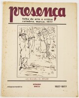 Lote 147 - PRESENÇA. NÚMERO ÚNICO. FOLHA DE ARTE E CRÍTICA, COIMBRA, MARÇO, 1977 - directores: João Gaspar Simões; Alberto de Serpa; editor: J. Carvalho Branco, Póvoa do Varzim, Tip. Camões, 1977. Destacam-se os inéditos de Fernando Pessoa e de António Bo