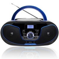 Lote 171 - LONPOO portable boombox CD player with FM radio, Bluetooth input, USB, AUX, headphone output, compact home audio, AC or battery powered. O artigo provém de uma encomenda não entregue ao cliente, está em estado novo, nunca usado, sendo vendido n