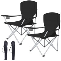 Lote 22 - AMHANCIBLE 2-Pack Folding Camping Chairs, cadeiras de pesca de encosto alto com suportes para copos, apoios para braços e saco de transporte. Leves e portáteis, suportam até 150 kg. O artigo provém de uma encomenda não entregue ao cliente, está 