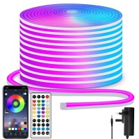 Lote 50 - Fita LED Neon Segrass 15m com controlo remoto e controlo APP. IP65 à prova d'água, faixa de luz LED neon flexível, cadeia de LED RGB 24V, adequada para quarto, sala de estar e decoração ao ar livre. O artigo provém de uma encomenda não entregue 