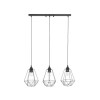 Lote 89 - Candeeiro suspenso DEL7LIT03-111 Luster Wire da Westwing, 75x25 cm, preto e transparente. Possui 3 pontos de luz, soquetes E27, altura ajustável de 200 cm. Ideal para interiores modernos.