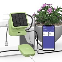 Lote 105 - Sistema de irrigação automática Raddy WS-2 WiFi, kit de irrigação por gotejamento movido a energia solar com bomba, controle remoto via aplicativo, temporizador para varanda, jardim e vasos de plantas. O artigo provém de uma encomenda não entre