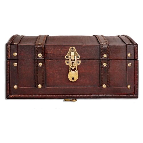 Lote 174 - Brynnberg Treasure Chest 30x20x15 cm, caixa de arrumação em madeira com rebites e tiras de couro, tampa com cadeado, design de estilo pirata, ideal para decoração ou arrumação segura. O artigo provém de uma encomenda não entregue ao cliente, es