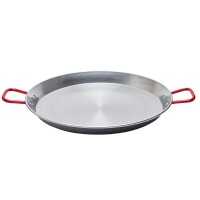 Lote 177 - Panela para paella El CID 5020063: Panela de paella valenciana tradicional de 60 cm, fabricada em material resistente com acabamento prateado, ideal para cozinhar paellas autênticas. Perfeita para reuniões e para cozinhar ao ar livre. O artigo 