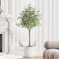 Lote 181 - YOLEO 150cm Artificial Olive Tree, planta falsa realista para decoração de sala de estar, quarto ou escritório. O artigo provém de uma encomenda não entregue ao cliente, está em estado novo, nunca usado, sendo vendido no estado em que se encont