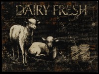 Lote 119 - DAIRY FRESH - Impressão decorativa em chapa de metal, motivo "Dairy Fresh". Dim: mancha 26x35 cm