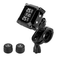 Lote 37 - Jansite Motorcycle TPMS sistema de monitorização da pressão dos pneus sem fios com 2 sensores externos. Ecrã LCD e sistema de alarme anti-desativação, design à prova de água. O artigo provém de uma encomenda não entregue ao cliente, está em esta