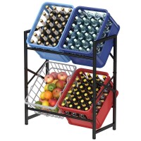 Lote 65 - Suporte de bebidas Lifewit para 4 caixas, prateleira estável com níveis para cerveja, frutas, legumes, água, cozinha, despensa, garagem, bar. Suporte de bebidas Lifewit para 4 caixas, prateleira estável com níveis para cerveja, frutas, legumes, 