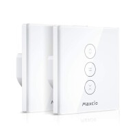 Lote 128 - Interruptor de persiana Maxcio WiFi, compatível com Alexa e Google Home, com indicador LED, controlo por aplicação e função de temporizador. Ideal para motores de persianas tubulares. Conjunto de 2. O artigo provém de uma encomenda não entregue