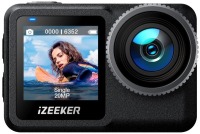 Lote 104 - iZEEKER 4K Action Cam, 20MP, à prova de água até 40m, 12m sem proteção, ecrã tátil de 2,2”, EIS, WiFi 5G, bateria de 1600mAh, 64GB de memória, com acessórios. O artigo provém de uma encomenda não entregue ao cliente, está em estado novo, nunca 