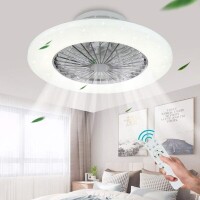 Lote 127 - Ventoinha de teto LED Depuley com temporizador, velocidade do vento e temperatura da cor reguláveis, luz de teto ultra-silenciosa com controlo remoto para a sala de estar. O artigo provém de uma encomenda não entregue ao cliente, está em estado