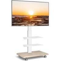 Lote 238 - RFIVER TV stand with wheels, 3 shelves, for 26-65” TVs, adjustable height, rotation, up to 35kg, VESA Max 400x400mm, white. O artigo provém de uma encomenda não entregue ao cliente, está em estado novo, nunca usado, sendo vendido no estado em q