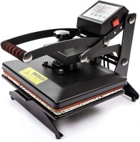 Lote 243 - Display4top 25x30cm Heat Press for T-shirts, bags, tiles, and more. Stainless steel and aluminum construction. Ideal for home, professional, and industrial use. O artigo provém de uma encomenda não entregue ao cliente, está em estado novo, nunc