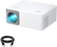 Lote 250 - Mini projetor AKIYO O1, LED portátil, compatível com HD 1080P, ± 15° Keystone, zoom de 25%, ideal para cinema em casa, compatível com telemóvel, TV Stick, HDMI. O artigo provém de uma encomenda não entregue ao cliente, está em estado novo, nunc