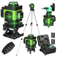 Lote 292 - Laser de linhas cruzadas 4D com tripé, laser multifuncional de 16 linhas, autonivelante, bateria de lítio recarregável, USB com 2x baterias de 2400mAh, verde. O artigo provém de uma encomenda não entregue ao cliente, está em estado novo, nunca 