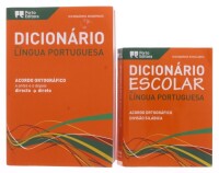 Lote 109 - DICIONÁRIO ESCOLAR DA LÍNGUA PORTUGUESA, LIVROS - 2 Vols. Edição Porto Editora, "Acordo Ortográfico O Antes e o Depois" e "Acordo Ortográfico Divisão Silábica", 2016 e 2015. Encadernação de brochura. Dim: 18x12 cm (maior). Nota: sinais de uso