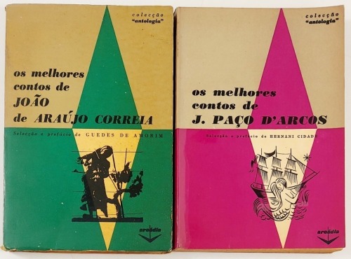 Lote 127 - OS MELHORES CONTOS DE JOÃO ARAÚJO CORREIA; OS MELHORES CONTOS DE JOAQUIM PAÇO D'ARCOS. 2 OBRAS - selecção e prefácio de Guedes de Amorim; Hernâni Cidade, Lisboa, Editora Arcádia, 1960; 1963. 2 obras. Encadernações editoriais em brochura. Ostent