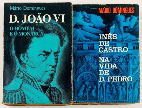 Lote 47 - INÊS DE CASTRO NA VIDA DE D. PEDRO. EVOCAÇÃO HISTÓRICA.; D. JOÃO VI, O HOMEM E O MONARCA. EVOCAÇÃO HISTÓRICA. 2 OBRAS - Mário Domingues, Lisboa, Edição Romano Torres, 1970; 1973. 2 obras. "Inês de Castro" ostenta ex-libris. Encadernações editori