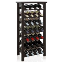 Lote 49 - SMIBUY Bamboo Wine Rack com capacidade para 28 garrafas. Inclui tampo de mesa e 7 prateleiras de armazenamento autónomas. Ideal para cozinha, despensa, adega ou bar. Acabamento em preto elegante. O artigo provém de uma encomenda não entregue ao 