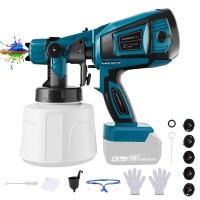 Lote 79 - Pulverizador de tinta sem fio, compatível com bateria Makita de 18V. Inclui recipiente de 1000 ml, 5 bicos, 3 padrões de pulverização, escova de limpeza, luvas e óculos de segurança (sem bateria). Este artigo provém de uma devolução ou de uma en