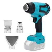 Lote 307 - Pistola de ar quente sem fio, compatível com bateria Makita de 18V. Com 3 bicos e 2 ajustes de temperatura, ideal para secagem, dobra de tubos e remoção de tinta. O artigo provém de uma encomenda não entregue ao cliente, está em estado novo, n