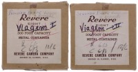 Lote 140 - REVERE CAMERA CO. CHICAGO, BOBINES DE 8 MM - Made in USA, par de bobines de 8 mm, 300 Foot. Dim: 15 cm. Nota: sinais de uso, em caixas de origem