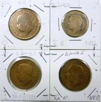 Lote 9076 - Lote de 4 moedas D. Luiz I, moedas de XX Reis de 2x1883, 1884, moeda de X Reis de 1886