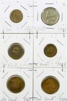 Lote 9178 - Lote de 6 moedas, moeda de 4 Centavo de 1917, moedas de 5 Centavos de 1924 e 1927, moeda de 10 Centavos de 1926 e moedas de 20 Centavos de 1924 e 1925