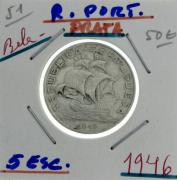 Lote 719 - Moeda de prata de 5 Escudos, de 1946, com um valor de cat., cerca de 50 euros.