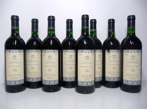 Lote 3 - 8 garrafas de vinho tinto Fundação Eugénio de Almeida - tinto de 1999, engarrafado pela Adega cooperativa da Cartuxa, Nota: Garrafas provenientes de uma garrafeira particular onde estavam armazenadas com todas as condições necessárias ao seu perf