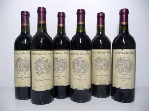 Lote 20 - 6 garrafas de vinho tinto - Encosta de São Gens - Alentejo 1999, Nota: Garrafas provenientes de uma Garrafeira onde estavam armazenadas com todas as condições necessárias ao seu perfeito acondicionamento, PVP de 120€