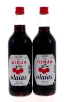 Lote 1381 - Duas garrafas de Licor de Ginja, Olaias, com "elas" ginjas, (100cl-16%vol)