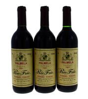 Lote 1397 - Três garrafas de Vinho Tinto, Rio Frio, Colheita 1991, Palmela-VQPRD, Soc. Agrícola de Rio Frio, (750ml-12,5%vol). (Para Colecionadores)